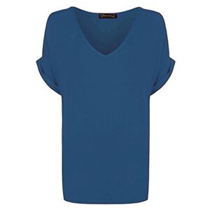 WearAll Women's New Plus Size Womens Short Turn Up Sleeve Baggy Plain Top Ladies V-Neck T-Shirt 16-92 - Publicité