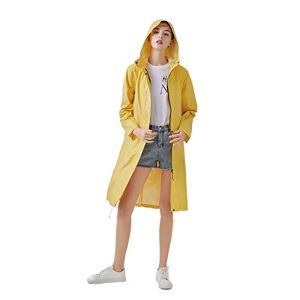 Freesmily Manteau de pluie long élégant pour femme avec veste imperméable à capuche, jaune, L - Publicité