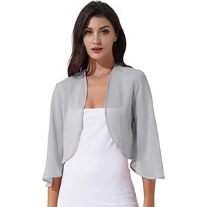 ranrann Boléro Femme Mousseline de Soie Veste Ouverte Top Dentelle Mariage Haut Chic Elégant Gilet Cérémonie pour Robe Soirée Mariage Mariée Cocktail Casual M-XXL Type M Gris 3XL - Publicité