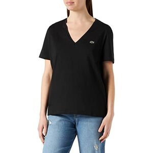 Lacoste T-shirt Col V Femme Noir 38 - Publicité