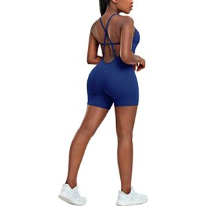 STARBILD Combinaison Anti-Cellulite Femmes Mode, Combishort Été sans Manches Dos Croix, Jumpsuits Push Up Sexy Col V, Bodysuit Chic, Playsuit Sportswear Une Pièce, M6430-Bleu L - Publicité