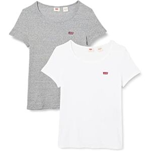 Levis 2-Pack Tee T-Shirt Femme, White +/Smokestack Htr, S - Publicité