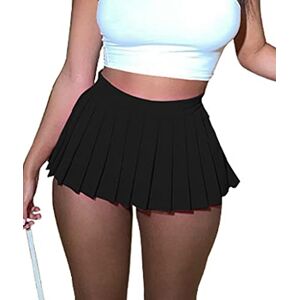 HAHAEMMA Jupe plissée taille haute pour femme Couleur unie Mini jupe patineuse Jupe de tennis Uniforme scolaire, Noir , M - Publicité