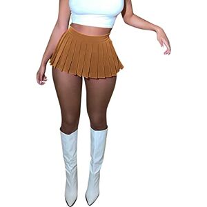 Shffuw Jupe Ecossaise Femme Mini Jupe plissée pour Femme Sexy Club High Elastic Tennis Skating Jupe A Line Skirt Jupe Longue Noire Jupe Jean Jupe Blanche (Coffee, M) - Publicité