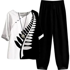 Tomwell Survêtements Femme Outfit Ensemble de Survêtement 2 Pièces Jogging Sportswear Imprimé Floral Haut et Pantalon Tenue de Sport Décontracté Streetwear A Noir1 3XL - Publicité