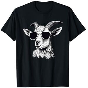 Funny Farm Animals Men Women Kids Apparel Chèvre drôle avec lunettes de soleil Fermier Amoureux de chèvre T-Shirt - Publicité