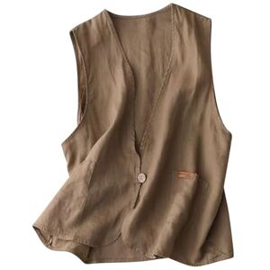 Wyongtao Débardeur Femme Court en Coton Et Lin Haut sans Manche Ample Crop Top,Débardeur Femme Chic Et Élégant Gilets Débardeur Femme Grandes Tailles Vintage Blouse Chemisier Hauts Tuniques Pas Cher - Publicité