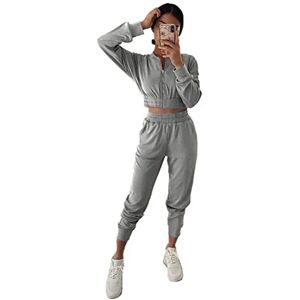 Onsoyours Femmes Survêtement Casual Ensemble 2pcs Suit Longues Jogging Manches Longues Sweatshirt Pantalon de Joggings B Gris Clair S - Publicité