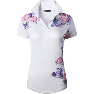 jeansian Femme De Sport Manches Courtes Casual Breathable Short Sleeved Polo T-Shirt Tops SWT317 White S - Publicité