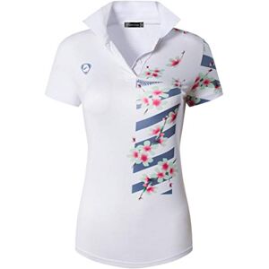 jeansian Femme De Sport Manches Courtes Women Casual Tennis Golf Bowling Breathable Polo T-Shirt Tops SWT290 White XL - Publicité