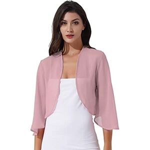 ranrann Boléro Femme Mousseline de Soie Veste Ouverte Top Dentelle Mariage Haut Chic Elégant Gilet Cérémonie pour Robe Soirée Mariage Mariée Cocktail Casual M-XXL Type M Rose foncé XXL - Publicité