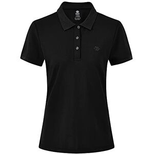 AjezMax Femme Polo en Piqué Manches Courtes Coton Sport Polo d'été Respirant Tennis Golf Tops XL Noir - Publicité