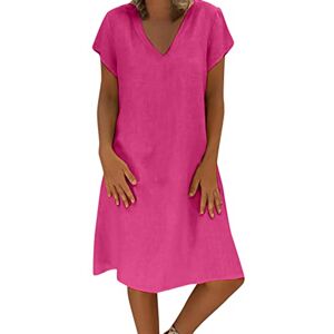 Zeiayuas Mi Longue T-shirt Robe de Travail Chic et Elegant Décontractée Couleur Unie Manche Courte Jupe Vêtements Grande Taille Chemise Maxi Robes Vacances Plage de Soie Pas Cher - Publicité