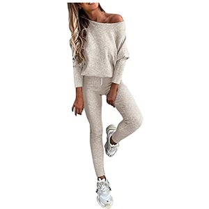 Generic Survêtement de jogging pour femme 2 pièces Ensemble de survêtement 2 pièces Tenue de sport Colorblock Sweatshirt + pantalon de jogging Vêtement de sport, kaki, L - Publicité