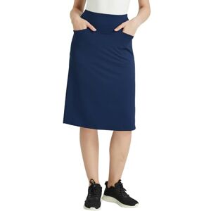 Westkun Jupe Short Femme Grande Taille Athlétiques Mi-Longues avec Poches et Shorts Décontractés pour Le Travail d'été Le Sport la Course à Pied Le Tennis Le Golf Marine XXL - Publicité