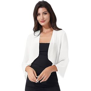 ranrann Boléro Femme Mousseline de Soie Veste Ouverte Top Dentelle Mariage Haut Chic Elégant Gilet Cérémonie pour Robe Soirée Mariage Mariée Cocktail Casual M-XXL Type M Ivoire XL - Publicité