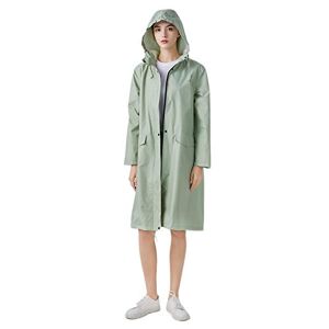Freesmily Manteau de pluie long élégant pour femme avec veste de pluie imperméable à capuche, vert, L - Publicité