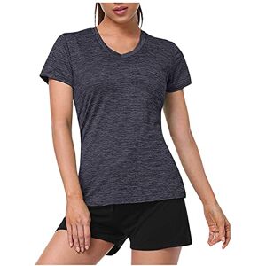 OBiQuzz T-shirt de sport à manches courtes pour femme En maille Fonction d'entraînement Pour le yoga Respirant Pour la gym Décontracté Séchage rapide, gris foncé, M - Publicité