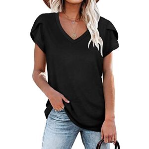 PLOKNRD T Shirt Homme d'été pour Femmes Chemises à Manches Courtes et col en V pour Femmes(Noir, L) - Publicité