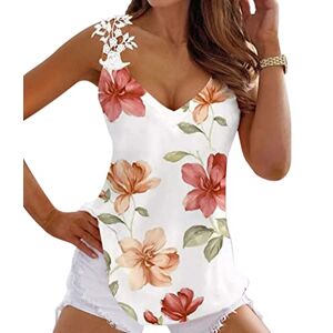 ORANDESIGNE Debardeur Femme Sexy Chic Et Élégant Top Ete Ample Fluide Débardeur Fleurs Imprimé Tee Shirt sans Manche Col V Haut Décontracté Chemisier Épaules Dénudées Bretelles Chemise A 21 M - Publicité