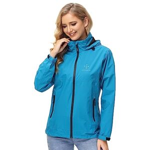 AXESQUIN Veste de pluie légère pour femme avec capuche coupe-vent et poches zippées, bleu sarcelle, M - Publicité