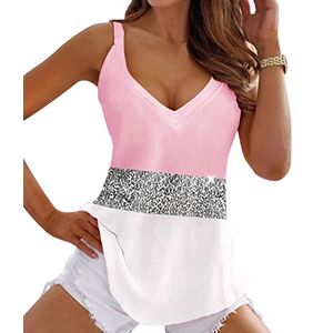 ORANDESIGNE Debardeur Femme Sexy Chic Et Élégant Top Ete Ample Fluide Débardeur Fleurs Imprimé Tee Shirt sans Manche Col V Haut Décontracté Chemisier Épaules Dénudées Bretelles Chemise A 09 S - Publicité