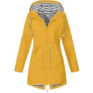 Generic Veste de pluie pour femme Couleur unie Imperméable Veste softshell doublée avec rayures Veste respirante de mi-saison Printemps Automne Veste à capuche légère Fermeture éclair Taille - Publicité