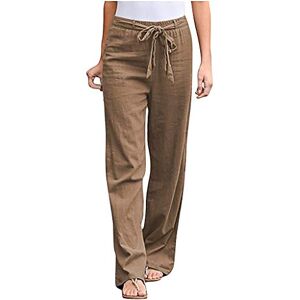 KEERADS Short De Bain Rose Longues écharpes pantalons linge pantalon de mode coton solide Casual Straight femmes pantalons Jean Robe (Khaki #3, M) - Publicité