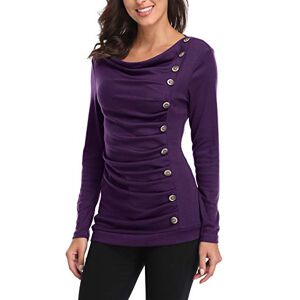MISS MOLY Pull Femme Hiver Chic Manches Longues Jointif Couleur Tops Sweatshirt Blouse Violet X-Small - Publicité