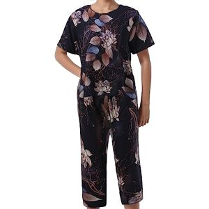 Ghemdilmn Femmes Printemps Été Lâche Casual Manches Courtes Grande Taille Coton Imprimé Floral Costume Pyjama Blanc Femme Élégante, Noir , XXXXL - Publicité