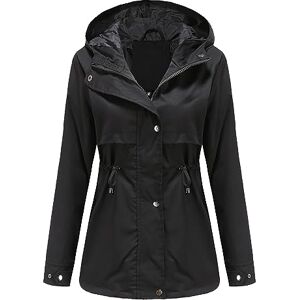 Générique Veste de Pluie Femme Grande Taille Veste Trench-Coat Imperméable à Capuche avec Poche Slim pour Femme Imperméable Femme Légère pour Printemp Automne (Black, L) - Publicité