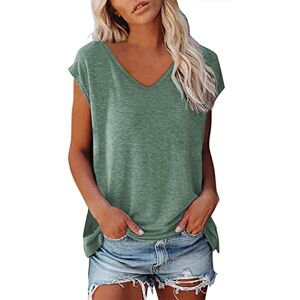 Générique Débardeurs Femme Col en V éTé DéContracté Blouse Unie éLéGant T-Shirts à Manches Courtes Femme Amples Confortables Coton Tee Shirt - Publicité