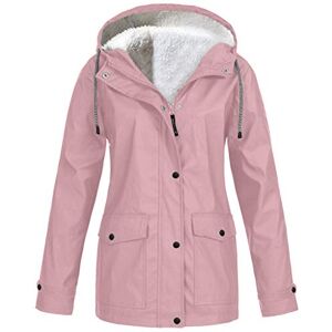 Liqiqi Veste de pluie en polaire Épaisse, chaude, coupe-vent, légère et imperméable Vêtement d’extérieur avec poches pour femmes Manteau d’hiver, rose, L - Publicité