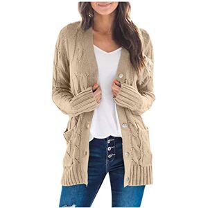 uxxnjfg Gilets Long Cardigan Femme Chic Manches Longues Manteau Hiver Chaud Couleur Unie Bouton Oversize Sweater Pull Long Automne Pas Cher Casual Baggy Halloween Vêtements Femme Cadeau Noel Kaki XXL - Publicité