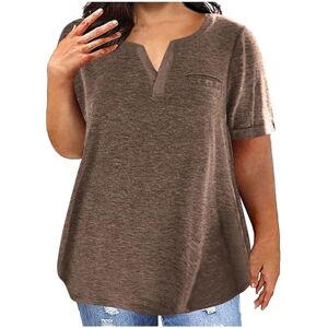 ZEZKT 2024 Tee Shirt Femme Grande Taille à Col en V Vintage T-Shirts à Manches Courtes Été T Shirt Oversize Coton Hauts Tops de Plage Casual Loose Tee Shirt Tunic Chemise Eté Lâche Respirant Chemise - Publicité