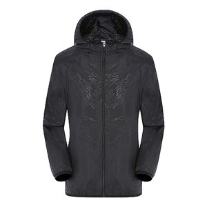 Générique Veste de Pluie Légère et Imperméable pour Femme Coupe Vent Mince Pliable Manteau Grande Taille Lâche Coat (Black, XXL) - Publicité