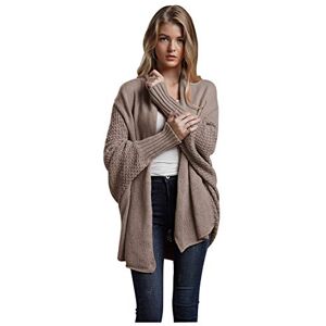 Landove Gilet Manche Chauve Souris Sweater Femme Automne Hiver Manteau Laine Grande Taille Veste Grosse Maille Chandail Cardigan Tricot Fille Blouson Cachemire Pull Ouverture Devant Parka Oversize Blazer Cape - Publicité