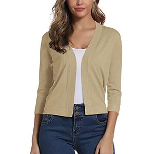 EXCHIC Femmes Elegant Manches 3/4 Ouvert Devant Boleros Cardigan Gilet(L, Abricot) - Publicité