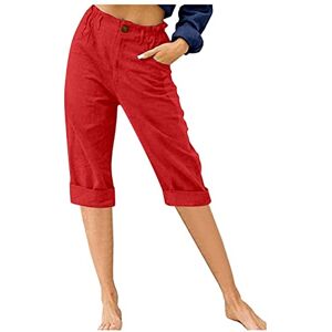 Générique AY22K Pantalon Corsaire Femme Jupe Fluide Femme Été Zipper Blouse XXl Grande Taille Pantalon en lin pour femme Pantalon élastique décontracté Pantalon en coton avec cordon de serrage Pantalon taille - Publicité