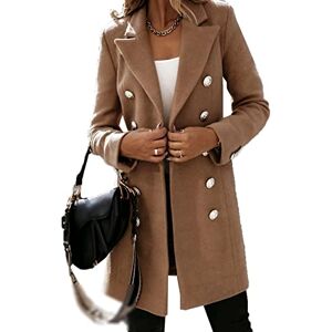 WJANYHN Automne Et Hiver Loisirs Exquis Mode Costume à Manches Longues Col De Costume à Double Boutonnage Nizi Veste Coupe-Vent Manteau Femmes, Kaki, XXL - Publicité