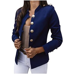 Générique Veste Femme Chic et Elegant Boutons Officier Décontractée Manches Longues Couleur Unie Gothique Halloween Courte Business Slim Fit Tailleur de Soirée Autumne Hiver (blazer3-Navy, XL) - Publicité