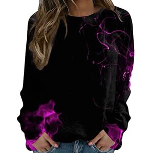 uxxnjfg Femme Sweat-Shirt Mode Graphique Col Rond Blousons Chic Manches Longues Sweatshirts Sport Oversize Adulte Automne Pas Cher Veste Hiver Chaud Vêtements Femme Cadeau pour Femme Violet XXL - Publicité