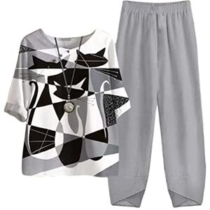 Tomwell Survêtements Femme Outfit Ensemble de Survêtement 2 Pièces Jogging Sportswear Imprimé Floral Haut et Pantalon Tenue de Sport Décontracté Streetwear A Gris XXL - Publicité