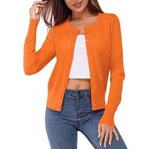 VOTEPRETTY Cardigan léger Femme Court Cardigan d'été Manches Longues Pull en Jersey(Orange,XL) - Publicité