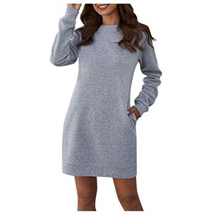 VJGOAL Femme VJGOAL Long Sweat Femme Mini Robe Sweat Manches Longues Court Robe Pull Hiver Épais Chaud Grande Taille Poches Manteau Casual Sweat Shirt Femme Sport Long T-Shirt S-2XL - Publicité