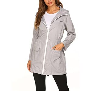 SotRong Manteau de pluie léger et pliable pour femme Coupe-vent Coupe-vent Veste d'extérieur imperméable Longue capuche Poncho pour la marche et le camping, gris, L - Publicité