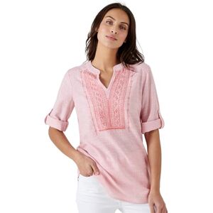 Damart Blouse Pur Coton Fines Rayures, Femme, Col V, Blush Corail, Manche 3/4 - Publicité