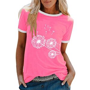 Haut à manches courtes pour femmes T-shirt d'été à manches courtes imprimé Vintage T-shirt décontracté rond chemisier pour femmes T-shirt décontracté à manches courtes pour femme (13-Pink, XXXXXL) - Publicité