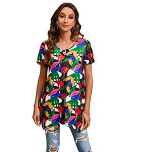 Enmain Tunique Femme Top à Manches Courtes d'été Tuniques Chic élégant Chemisier Grande Taille Col Rond Imprimée Ample Haut,Multicolore,2XL - Publicité