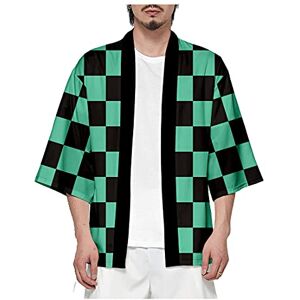 Piccodos Homme Femme Kimetsu no Yaiba Tanjiro Kamado Kimono Cosplay Costume Manteau Cape Cardigan Vert XXS - Publicité